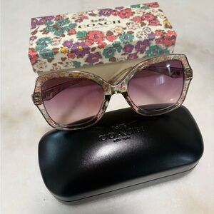 Coach Multicolor Floral Sunglasses with Pink Lenses